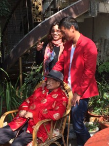 Grandpa, Mesa and Sunny dressed for the temple